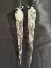 Pier 1 Imports Icicle Ornaments 2 Pcs Pendant Christmas Decor Glass Clear 14