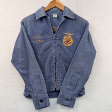 VTG National FFA Jacket Men's 34 Blue Florida DeSoto Corduroy Chain Stitch 60s picture