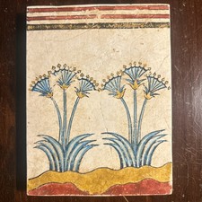 G Lioulias Greek Fresco Lilies Cast Stone Plaque Hand Painted Greece Minoan picture