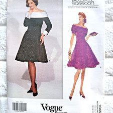 Vtg NEW Vogue 1045 Pattern Sz 12 14 16 Sassoon Designer Off Shoulder Dress UNCUT picture