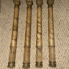 4 Architectural Salvage Antique Faux Marble columns , Beige/Gold, Marble Pattern picture