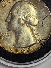 1964-D Washington Quarter - 90% Silver - Nice and Toned - Vintage - picture