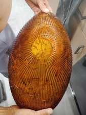 Italian large vintage amber orange freeform art and put picture