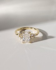 Luxury 3.00 Ct Radiant Cut Lab Grown Diamond Accent Engagement Ring 14K Gold picture