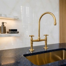 Unlacquered Solid Brass Bridge Kitchen Faucet 8