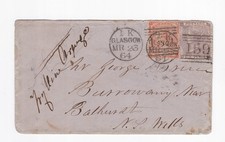 1864 QV 4d RED + 6d LILAC STAMP ON RARE COVER TO NINE ORANGES BURROWANG NSW AUST picture