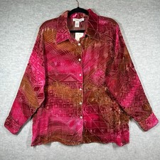 Coldwater Creek Velvet Burnout Blouse Size 2X Semi Sheer Boho Artsy Chic NWT picture