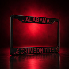 Alabama Crimson Tide License Plate Frame Cover - Black - EliteAuto3K picture