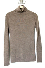NWOT UNIQLO EXTRA FINE MERINO RIBBED TURTLENECK LONG SLEEVE SWEATER S BEIGE picture