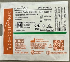New BioHorizons Internal Hex 4.5 Regular Healing Abutment 3mm Tall Green Healer picture