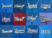 PERSONALIZED SINGLE STERLING SILVER ANY NAME ANY STYLE PLATE NECKLACE FREE CHAIN picture