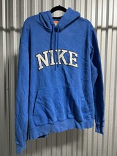 Nike Sportswear Women's Blue Fleece Pullover Hoodie Logo Pockets Size XL picture