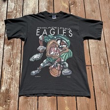 Vintage 1996 Philadelphia Eagles Taz Looney Tunes Shirt Large Artex NFL 90s picture