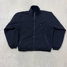 Vintage Polo Ralph Lauren Jacket Mens Large Blue Fleece Lined Bomber Full Zip picture