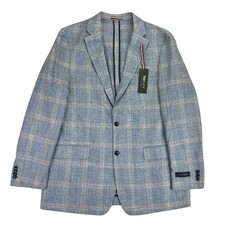 Tommy Hilfiger Mens TH Flex Gene Modern Fit Plaid Sport Coat Light Blue 44L picture