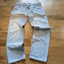 Vtg Levis 501 USA 1996 Light Wash Denim 34x30 Red Tab Straight Batwing Distress picture