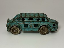 1930's Hubley Cast Iron Pickwick Nite Coach Sleeper Bus Blue 3.75” picture
