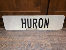Vintage HURON Metal Street Sign Blade Lake Huron Native American Indian... picture