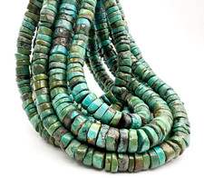 Natural Blue Turquoise Rondelle Smooth Round Gemstone Beads - RD09 picture