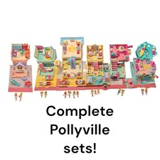 Vtg 90s Bluebird Polly Pocket Pollyville LOT Playsets + Dolls Treehouse Pizza picture