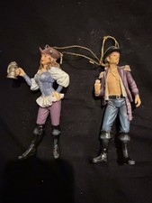December Diamonds Captain Jack Black & Scarlet Rose Ornaments w/Box Lot Of 2 picture