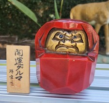 Japanese Vintage Takaoka Daruma Monk Master Buddha Statue H4.5in×W4in Good-Luck picture