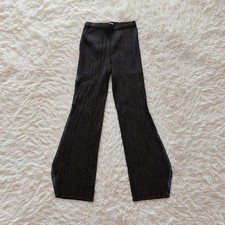 PLEATS PLEASE ISSEY MIYAKE Black Pleated Flare Pants Side Stripe Japan Size 1 picture