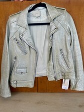 IRO Ebya Metallic Silver Lamb Leather Moto Jacket Womens Size 40 (European) picture