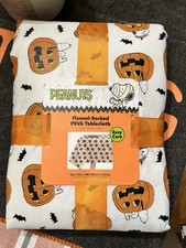 2025 Peanuts SNOOPY HALLOWEEN PUMPKINS Flannel Backed PEVA Tablecloth 60