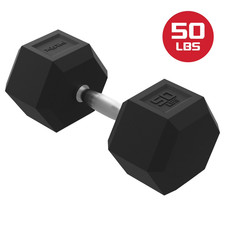 FitRx 50lbs Rubber Hex Dumbbell – Solid Steel Handle, Durable Rubber Coating picture