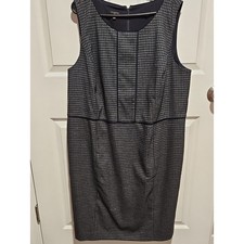 Talbots Sleeveless Houndstooth Sheath Dress in Navy and Gray picture