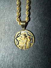 10K Yellow Gold Rope Chain St Barbara Pendant 26.57g Real Gold Necklace picture