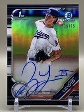2019 Bowman Draft Jimmy Lewis Chrome 1st Auto Black Refractor /75 - Dodgers picture