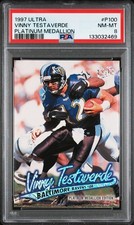 1997 FLEER ULTRA VINNY TESTAVERDE PLATINUM MEDALLION SP Pop 1 None Higher PSA 8 picture