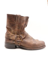 Frye Harness Square Toe 8R Men's 11 M Boots Distressed Brown Moto USA picture