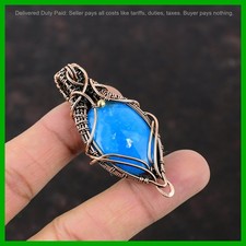 Copper Oval Smithsonite Gemstone Ethnic Wire Wrapped Mother Boho Pendant Jewelry picture