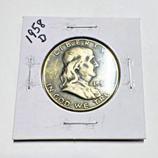 1958-D Franklin Half Dollar 50C Business Strike 90% Silver KM#199 picture