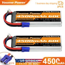 2pcs 11.1V 4500mAh 3S LiPo Battery 60C EC5 for RC Car Truck Drone FPV Boat Buggy picture