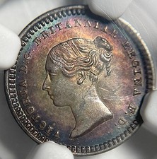 1838 England 1.5P Great Britain NGC MS61 Silver Coin Rainbow Toner - GB9 picture