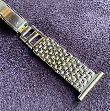 NOS Vintage Bretton 19mm 12K Gold Filled Basketweave Wristwatch Bracelet picture