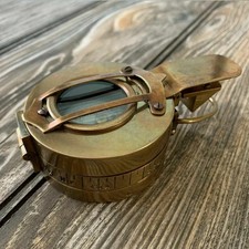 Antique Vintage Solid Brass WWII Military Pocket Compass GiftFor X-Mass picture