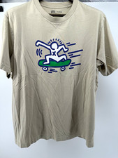 Uniqlo UT Archive Graphic Logo Print Tee Beige Crew Neck Short Sleeve Men XL picture