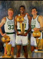 Larry Bird Kevin McHale Robert Parish 1986 Celtics Art Card Print PZ Signed /30 picture