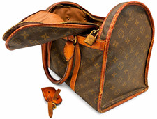Louis Vuitton Deauville Monogram Canvas Satchel Handbag Brown Vintage picture