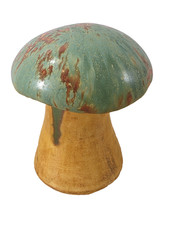VTG Glazed Ceramic Mushroom Figurine Brown Blue Orange 5