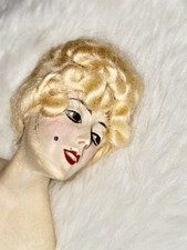 Antique 1920s Wax Over Chalkware Boudoir Half Doll Lamp Bust Flapper German Mark picture
