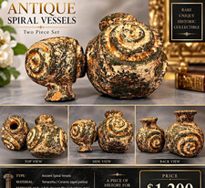 Antique Spiral Vase Set 2-Piece Terracotta/Ceramic Aged Patina Decorative picture