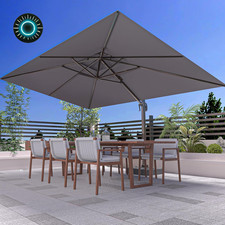 Large 10' x 13' Grey Cantilever Patio Umbrella with 360° Rotation  picture