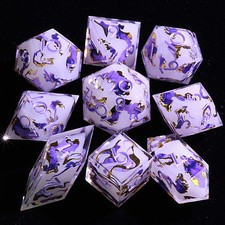 9 Polyhedral Resin DnD Set Dice Celestial Ribbon Edict for Dungeons Dragons RPG picture
