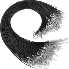 50PCS Black Waxed Necklace Cord for Jewelry Making Braided Leather Rope Chain US picture